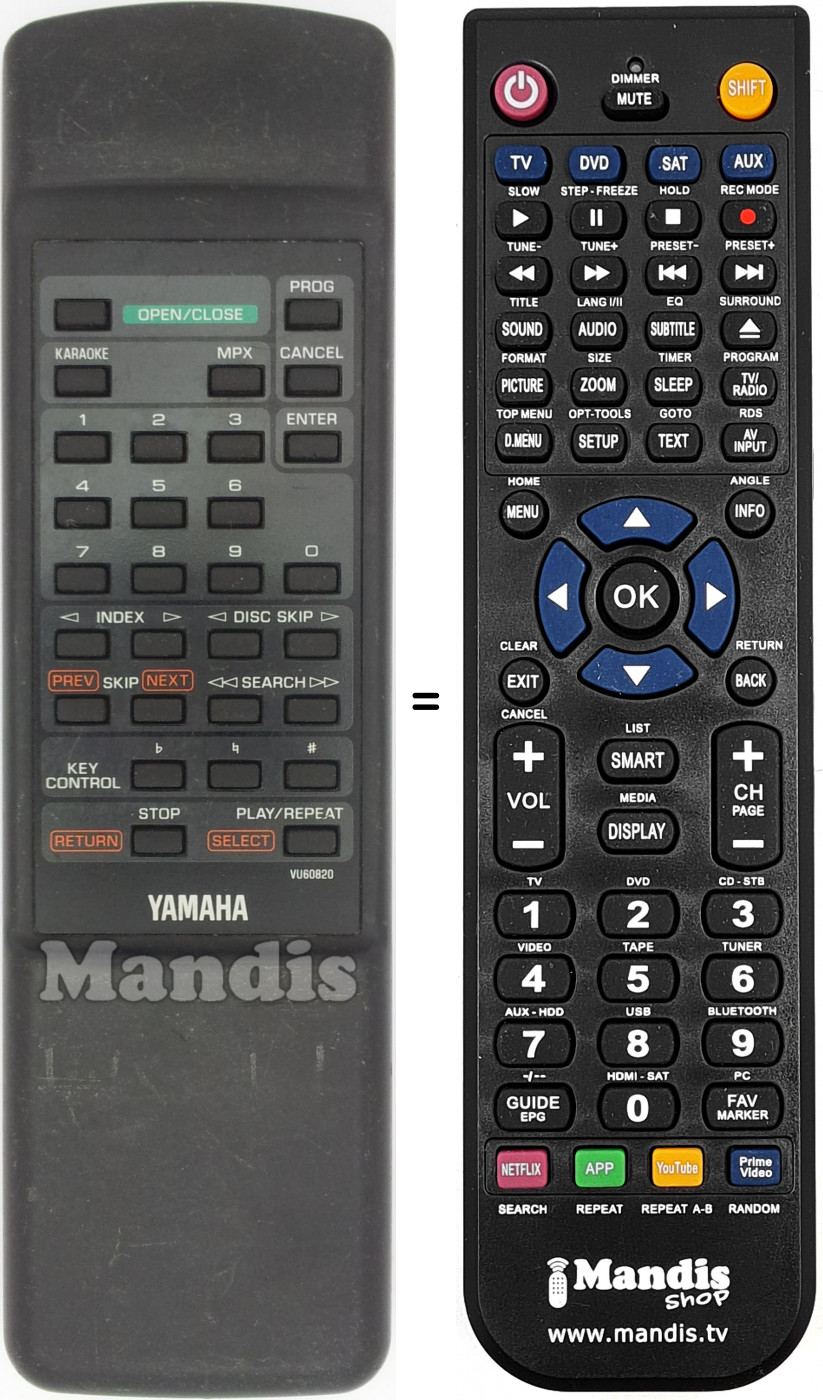 Télécommande équivalente VU60820