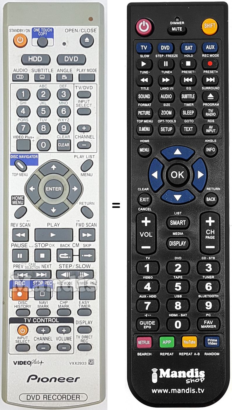Télécommande équivalente Pioneer VXX2933