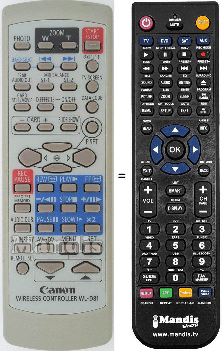 T&eacute;l&eacute;commande &eacute;quivalente WL-D81