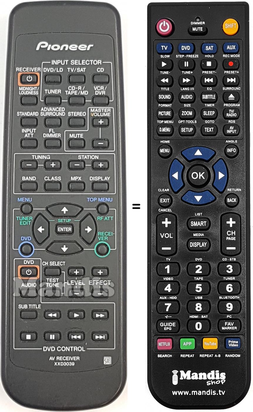 Télécommande équivalente XXD3039