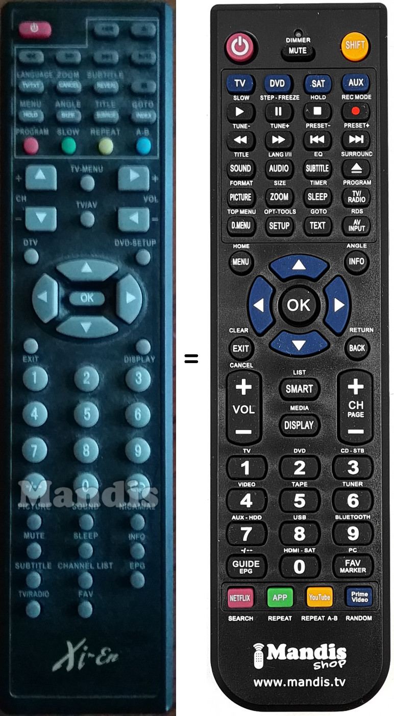 Télécommande équivalente Xi-En DTV15W-HDAT