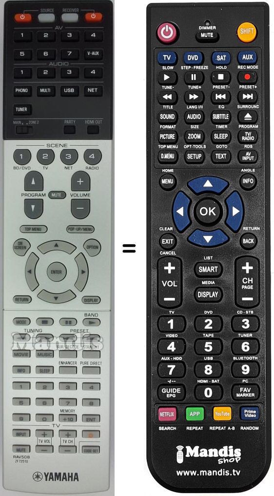 Télécommande équivalente Yamaha RAV508