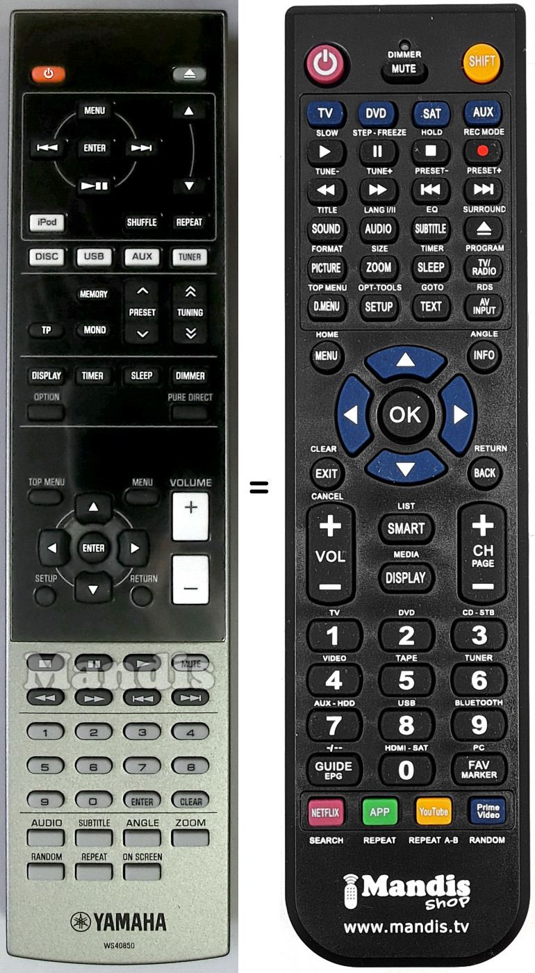 Télécommande équivalente Yamaha MCR-840