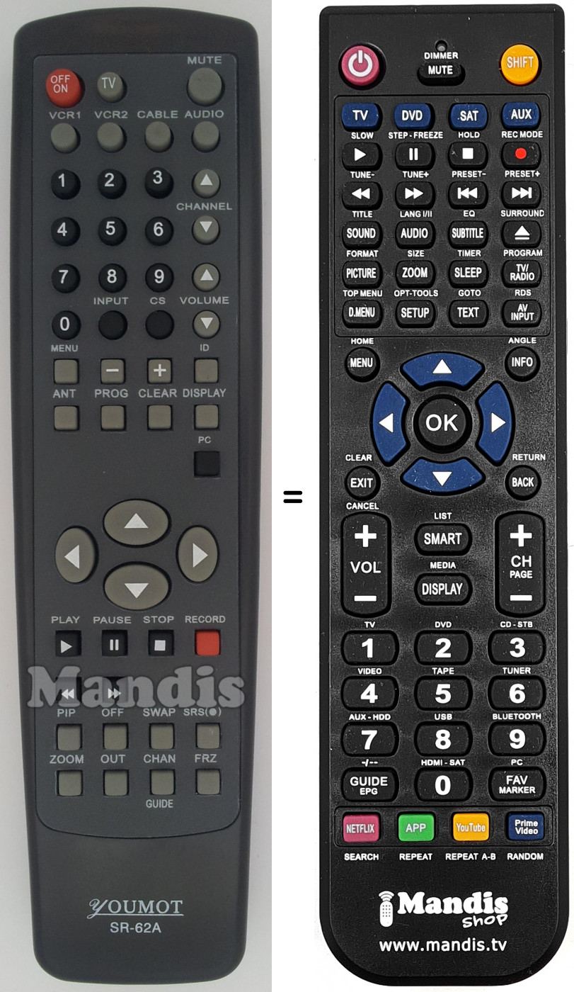 Télécommande équivalente SR-62A