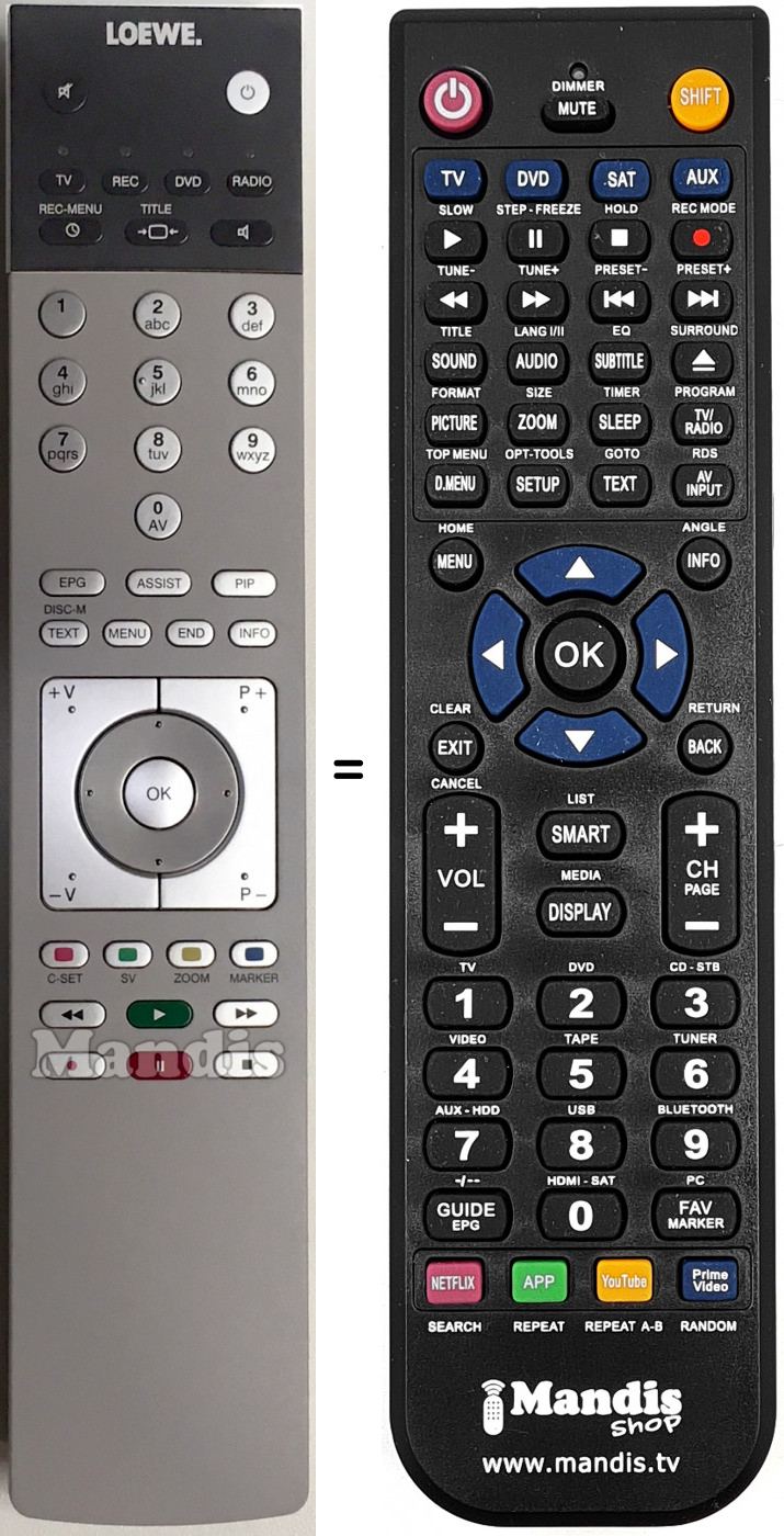 Télécommande équivalente LOEWE OPTA ASSIST 2