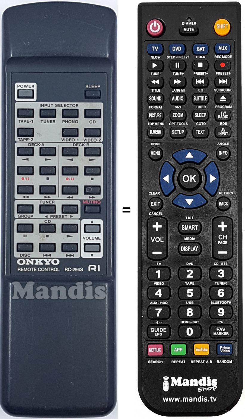 Télécommande équivalente RC-294S