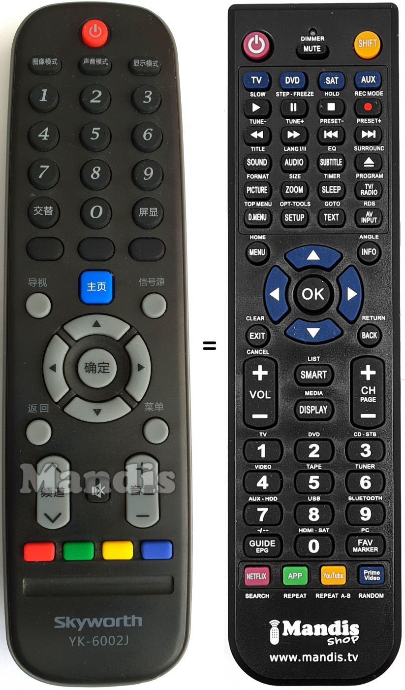 T&eacute;l&eacute;commande &eacute;quivalente YK-6002J