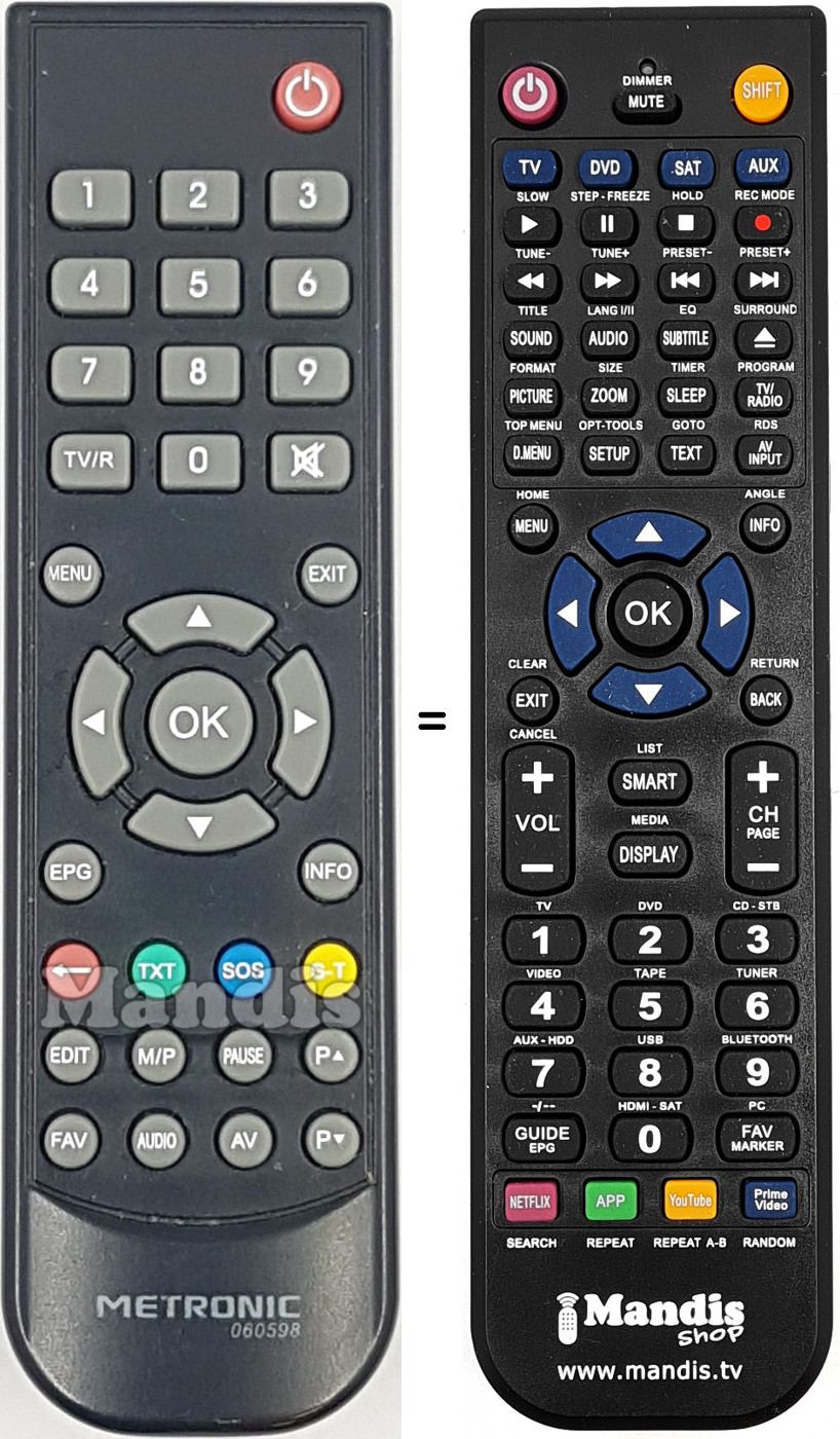 Télécommande équivalente Metronic 060598