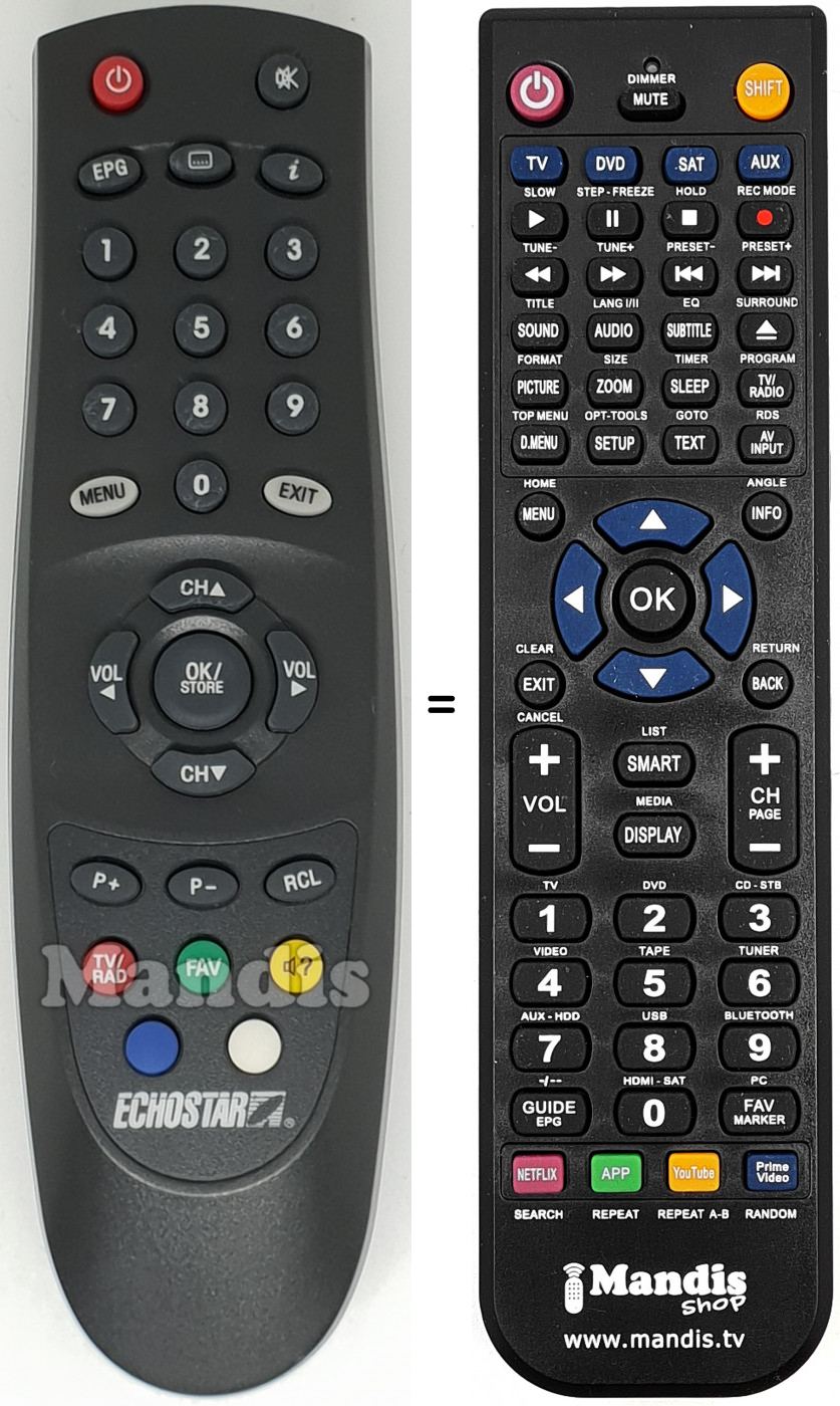 T&eacute;l&eacute;commande &eacute;quivalente Echostar003