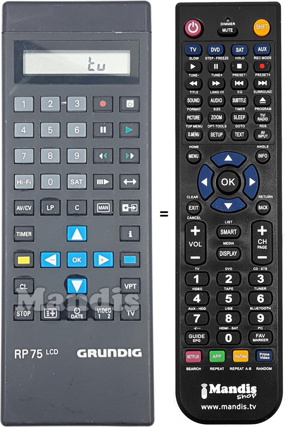 Télécommande équivalente Grundig 275200980100