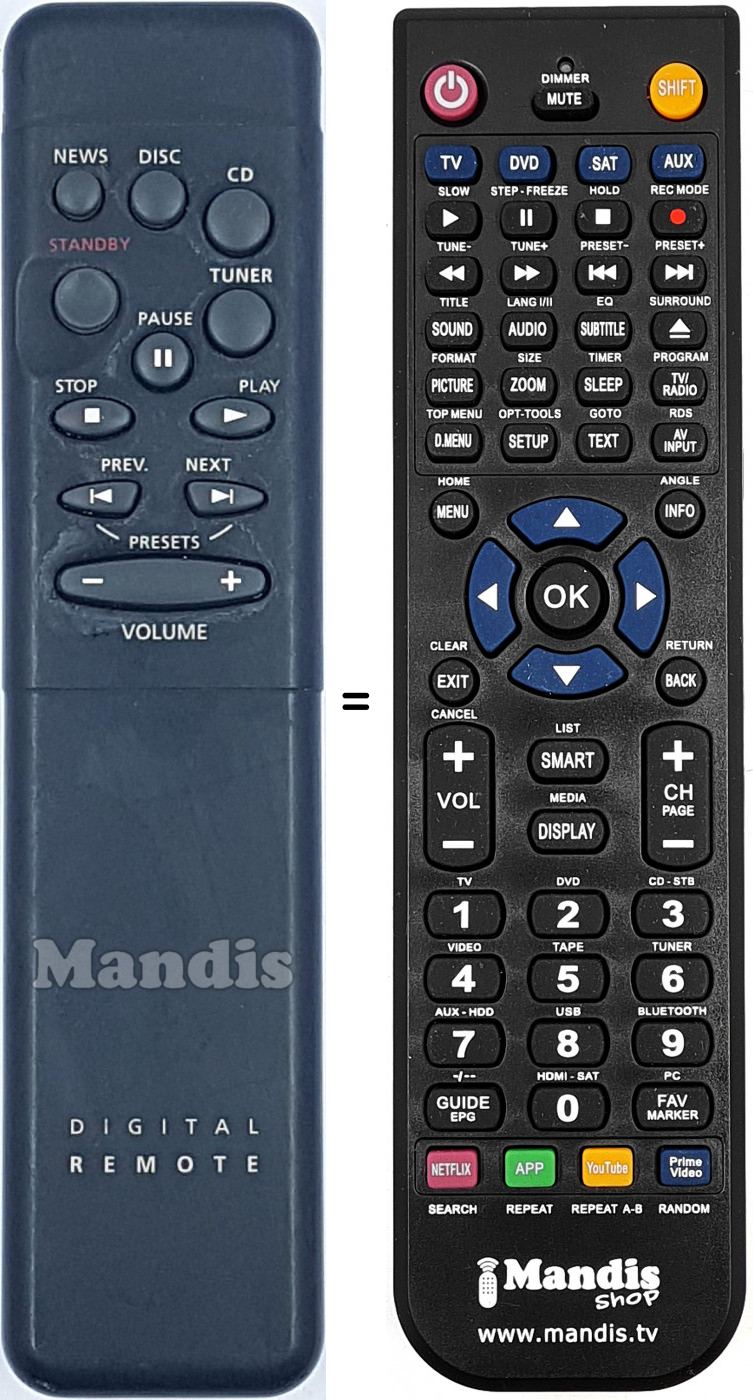 Télécommande équivalente 313914850212