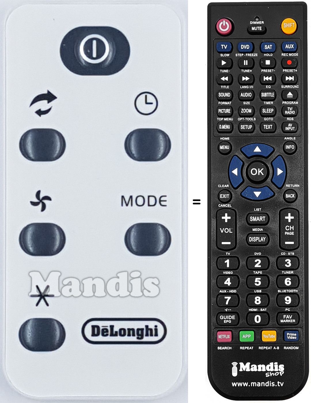 Télécommande équivalente Delonghi 5512410071