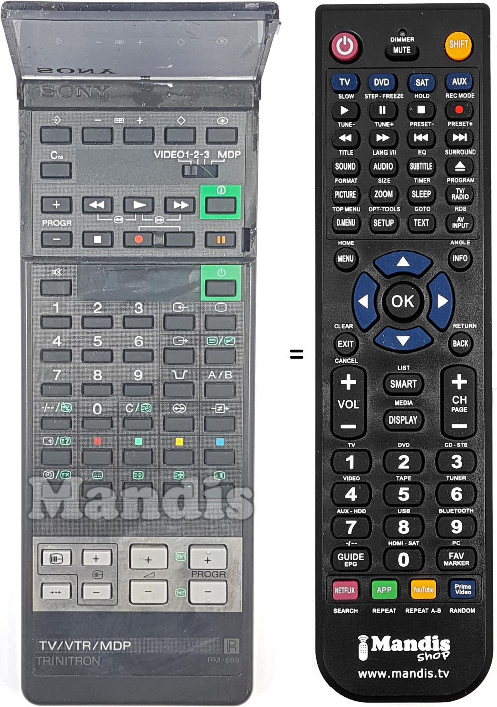 Télécommande équivalente A1673001A