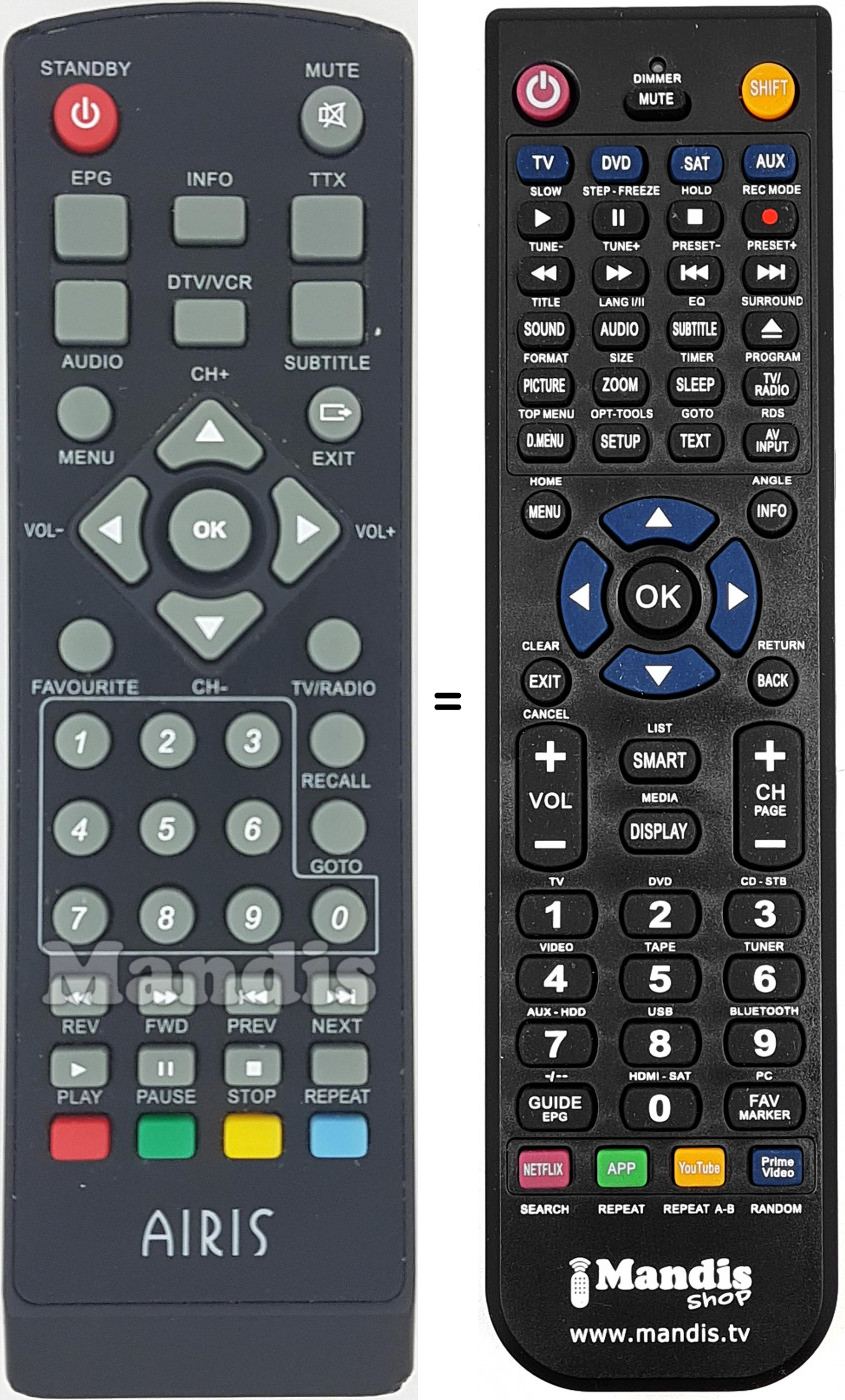 Télécommande équivalente AIRIS012