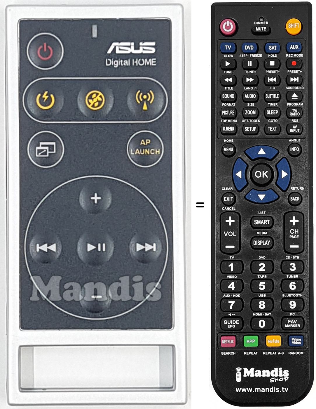 T&eacute;l&eacute;commande &eacute;quivalente ASUS001