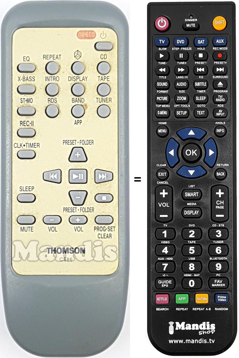 Télécommande équivalente CS86