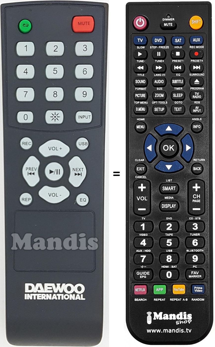 Télécommande équivalente DAE005