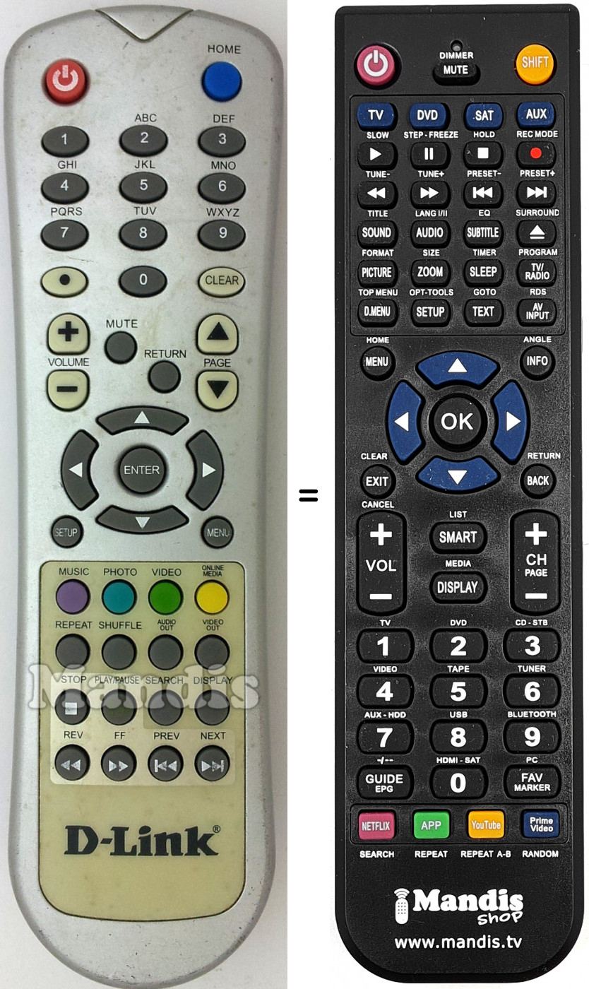 Télécommande équivalente DLink001