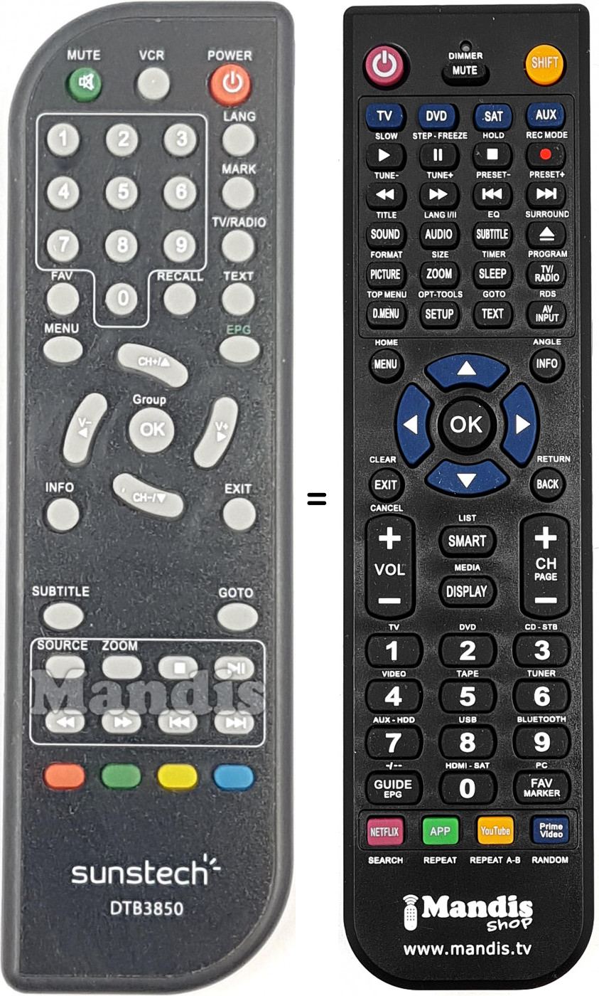 Télécommande équivalente DTB3850-2