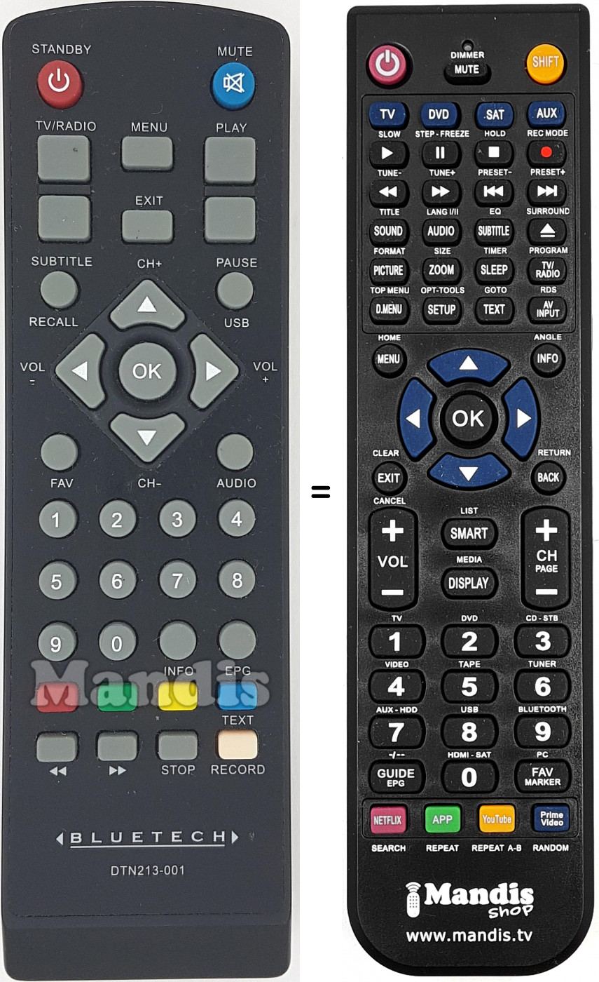 Télécommande équivalente DTN213-001 Télécommande équivalente DTN213-001