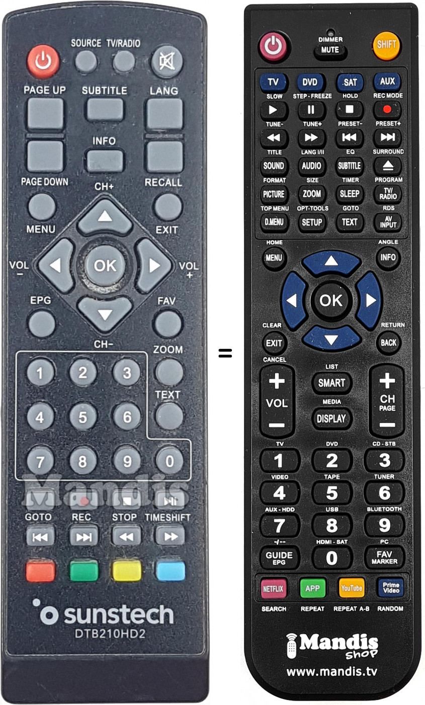 Télécommande équivalente DTB210HD2