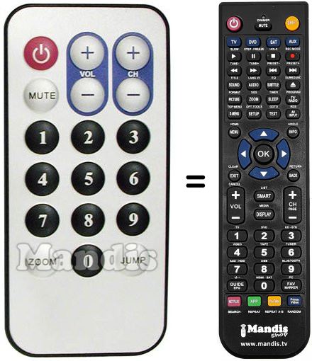 T&eacute;l&eacute;commande &eacute;quivalente YAKUMO REMCON1321