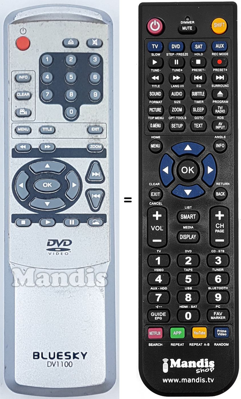 Télécommande équivalente DV1100