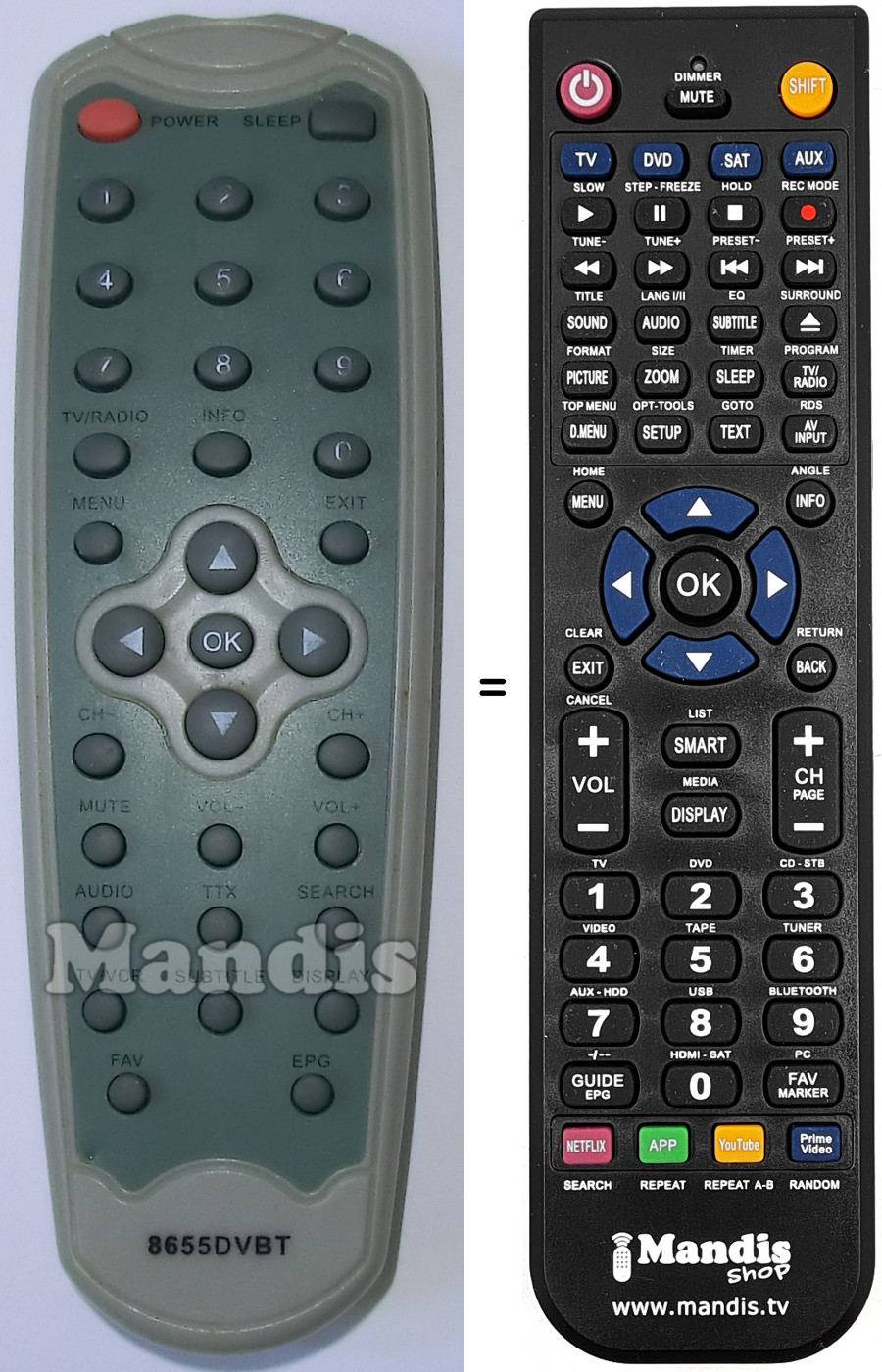 Télécommande équivalente 8655DVBT