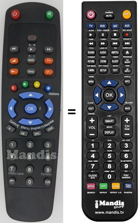 Télécommande équivalente HD-5000