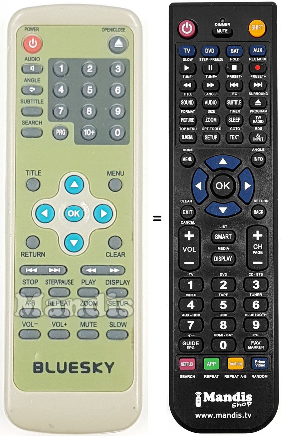 Télécommande équivalente Bluesky HH 688