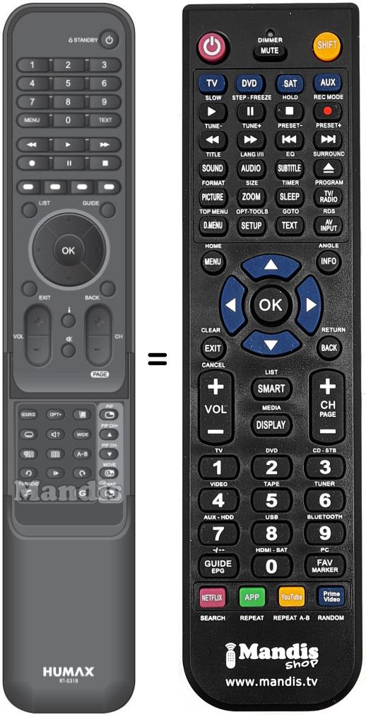 Télécommande équivalente RT5B13