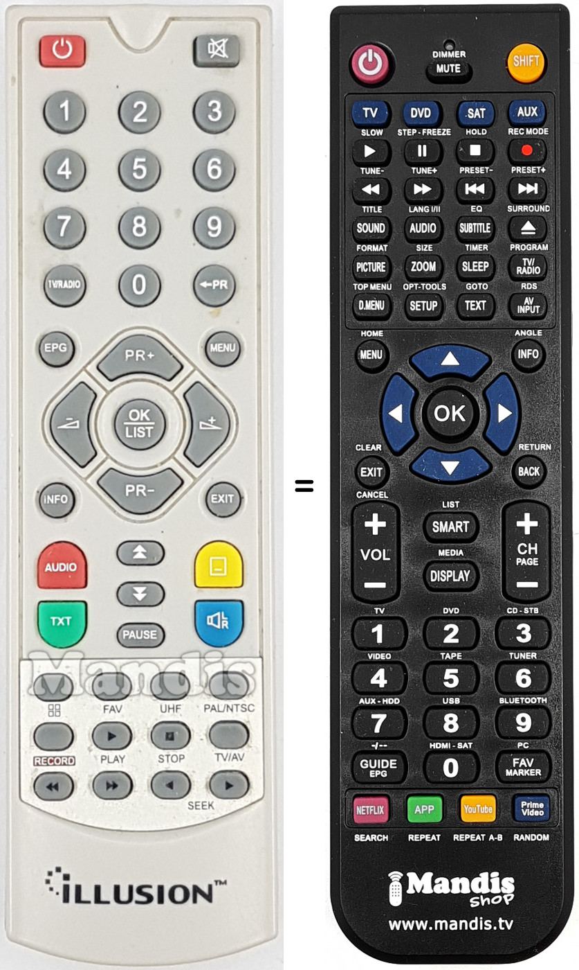 Télécommande équivalente ILLU004