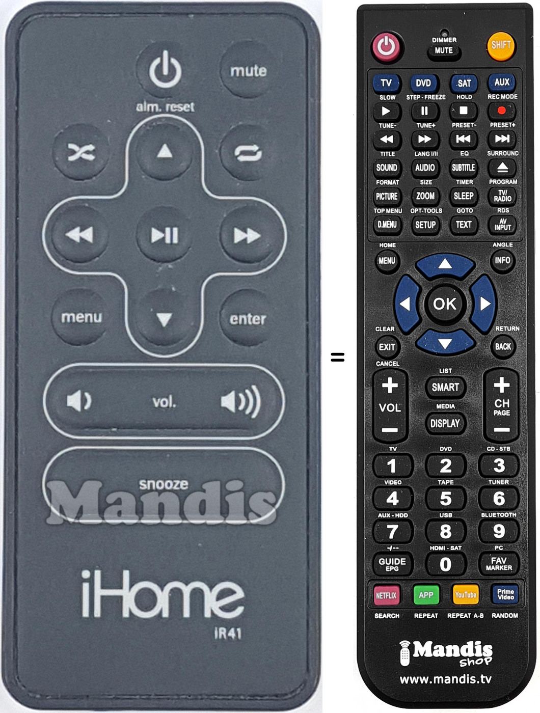 T&eacute;l&eacute;commande &eacute;quivalente IR41