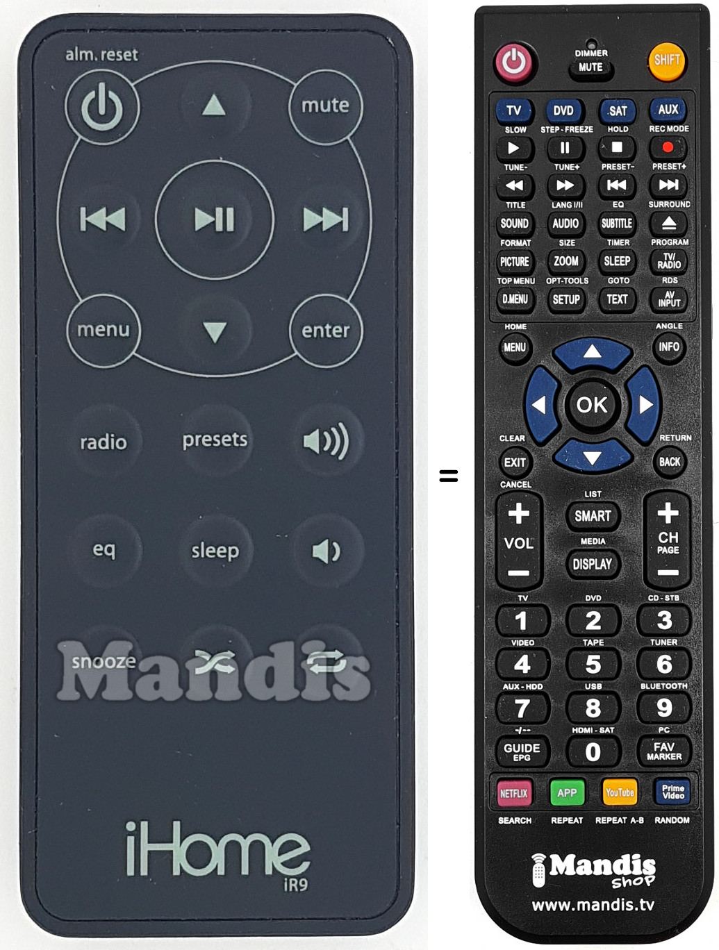 T&eacute;l&eacute;commande &eacute;quivalente IR9