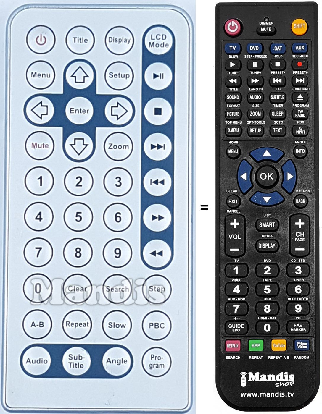 Télécommande équivalente JX2001B