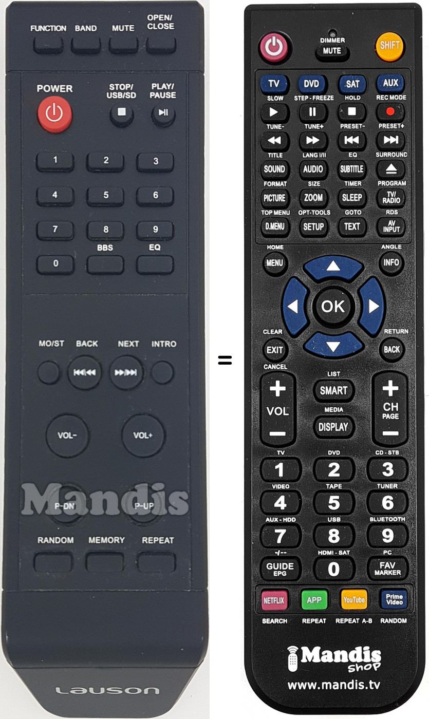 Télécommande équivalente LAU005