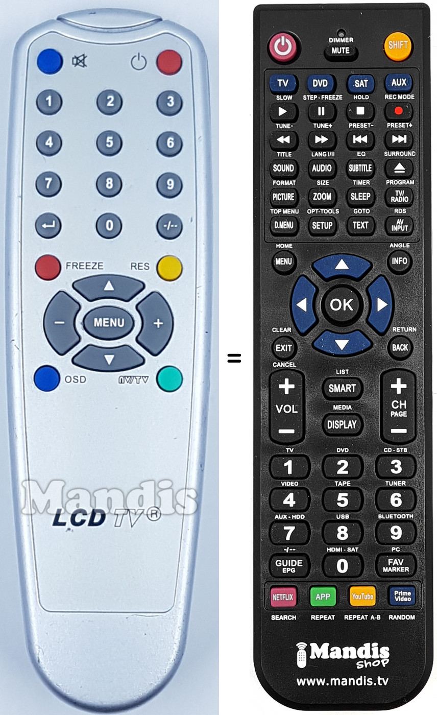 T&eacute;l&eacute;commande &eacute;quivalente LCDTV001