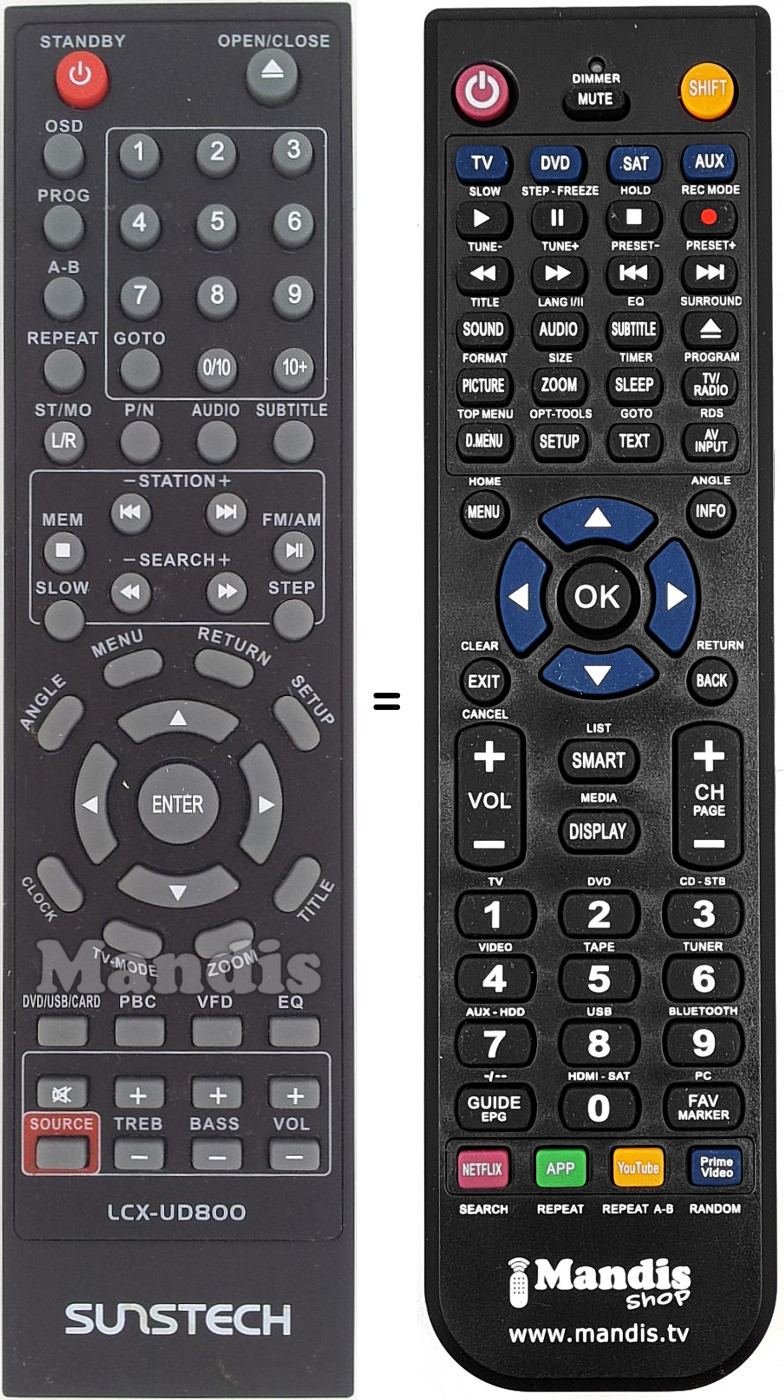 Télécommande équivalente LCX-UD800