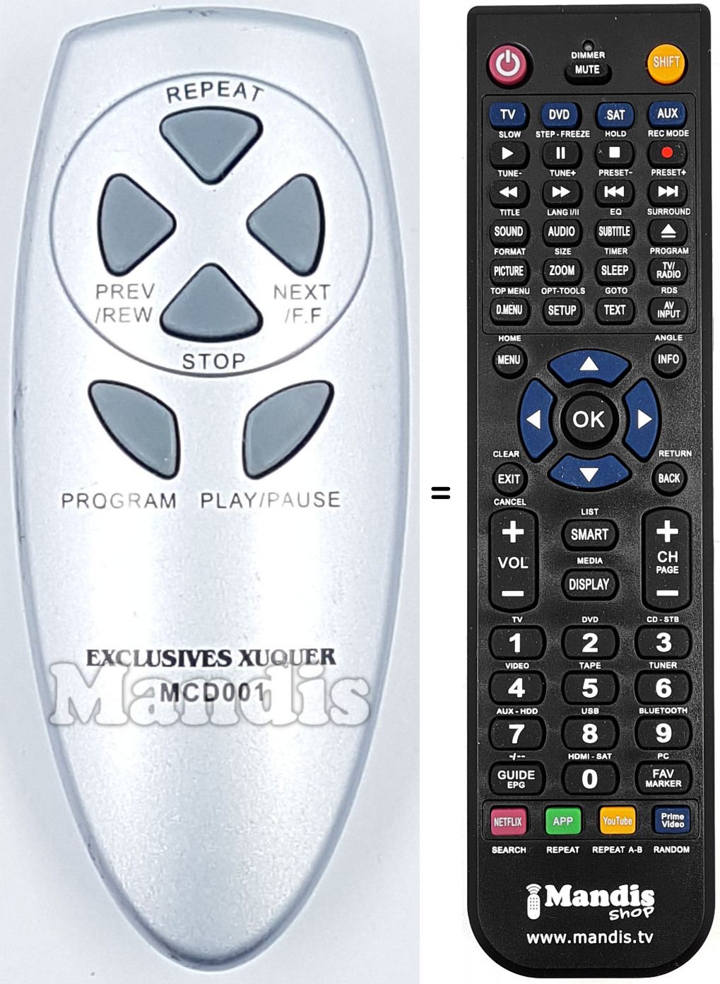 T&eacute;l&eacute;commande &eacute;quivalente MCD001