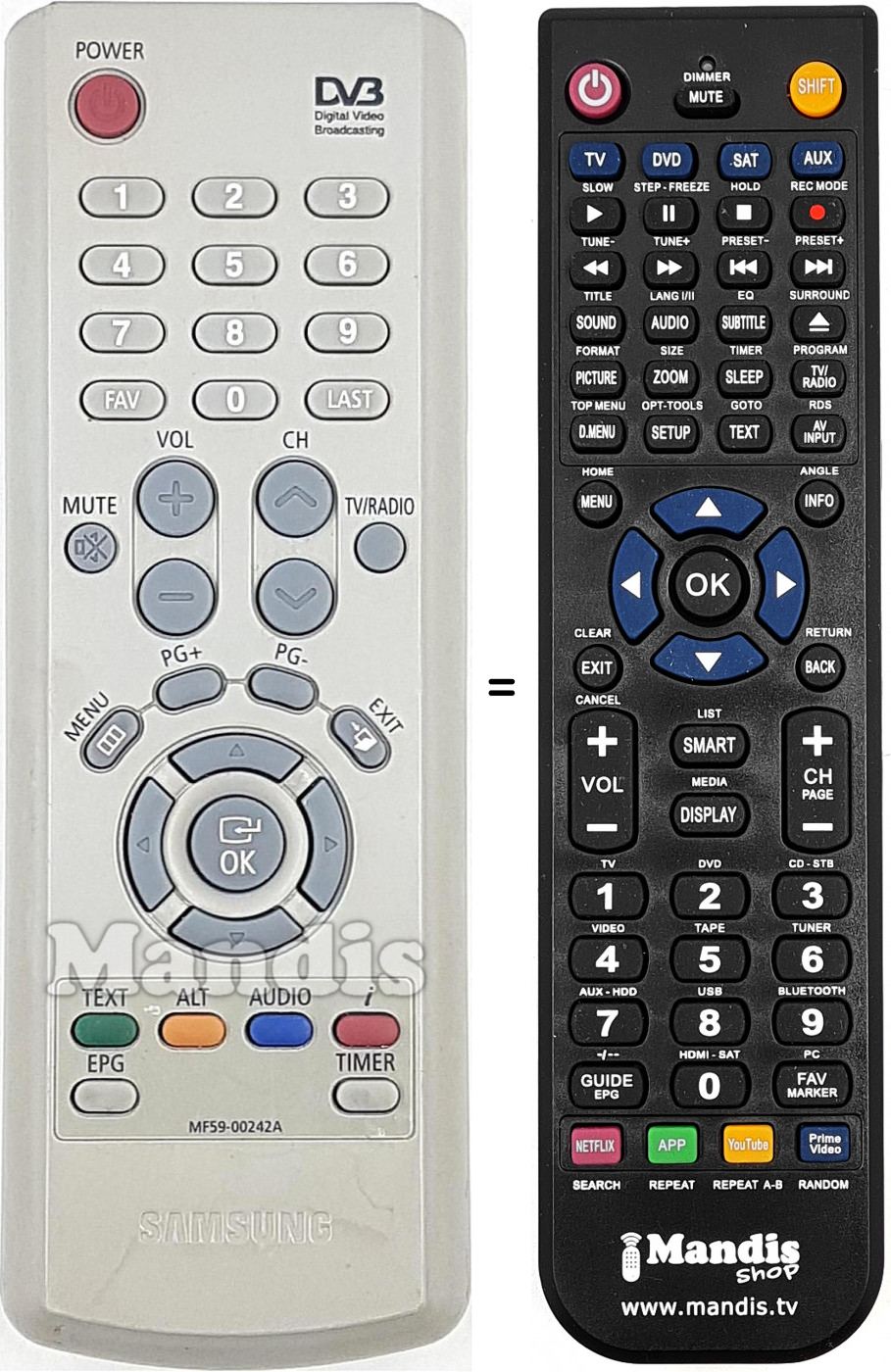 Télécommande équivalente Samsung MF 59-00242 A