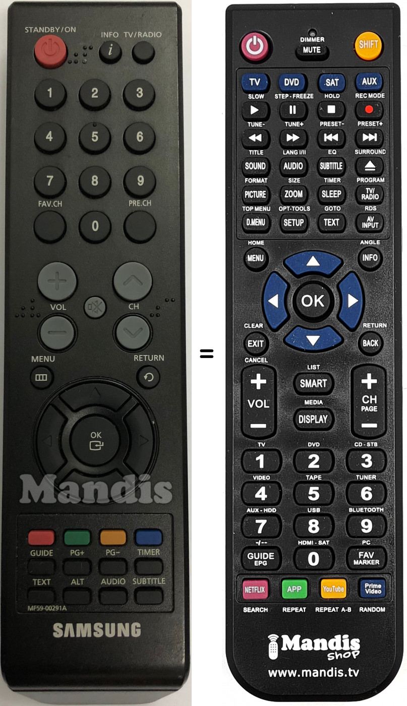 Télécommande équivalente Samsung MF5900291A