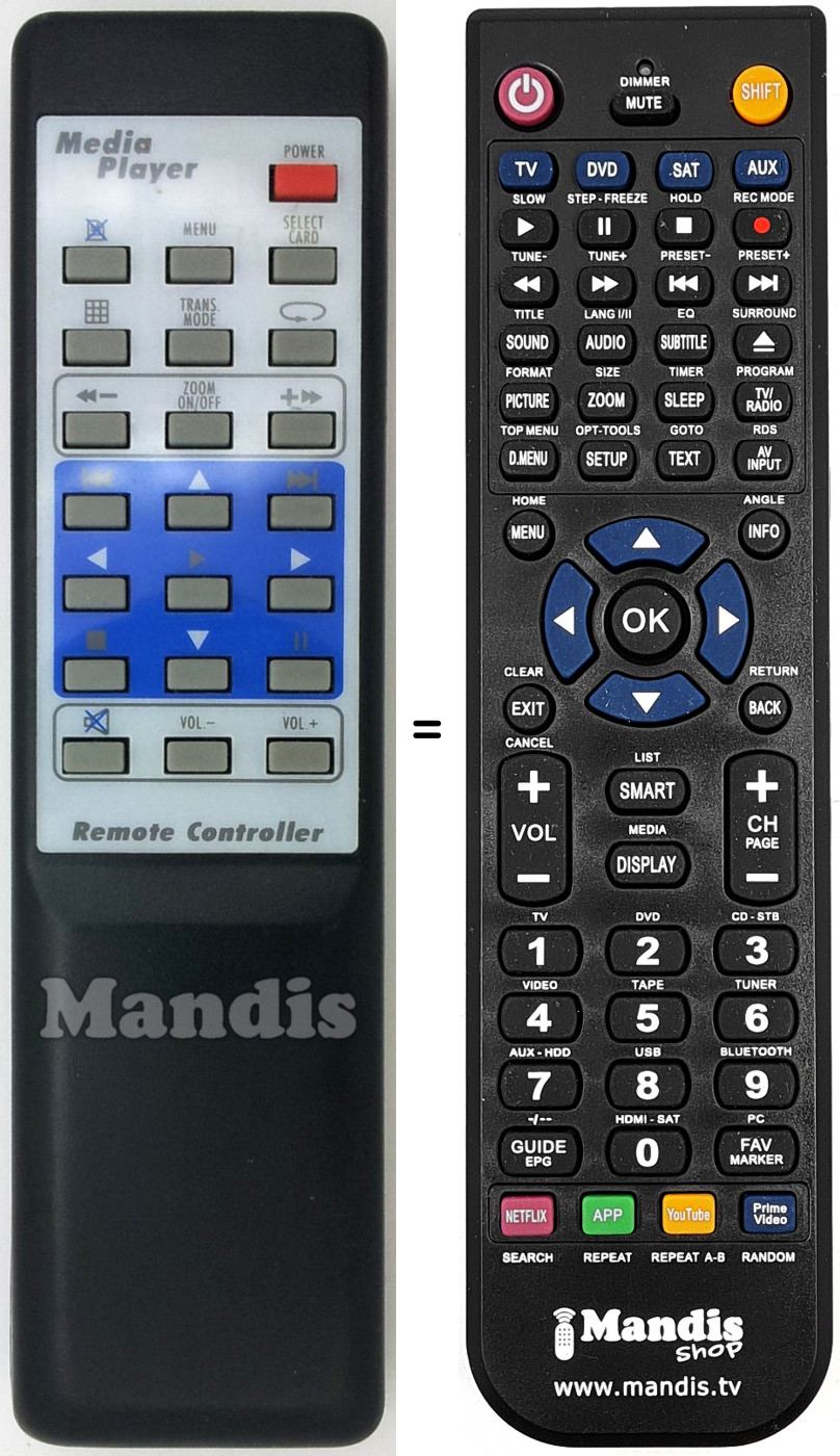 T&eacute;l&eacute;commande &eacute;quivalente MediaPlayer001