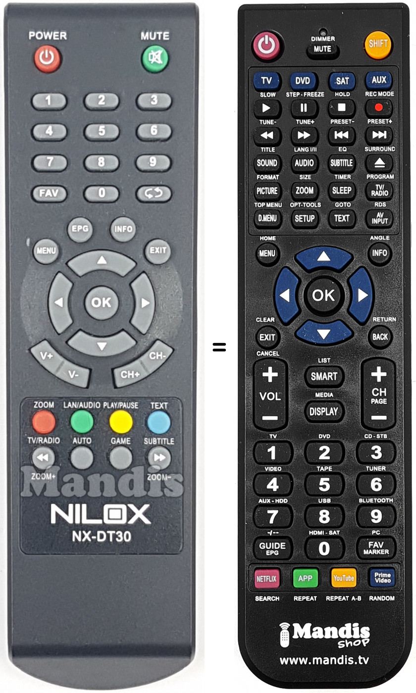 T&eacute;l&eacute;commande &eacute;quivalente NX-DT30
