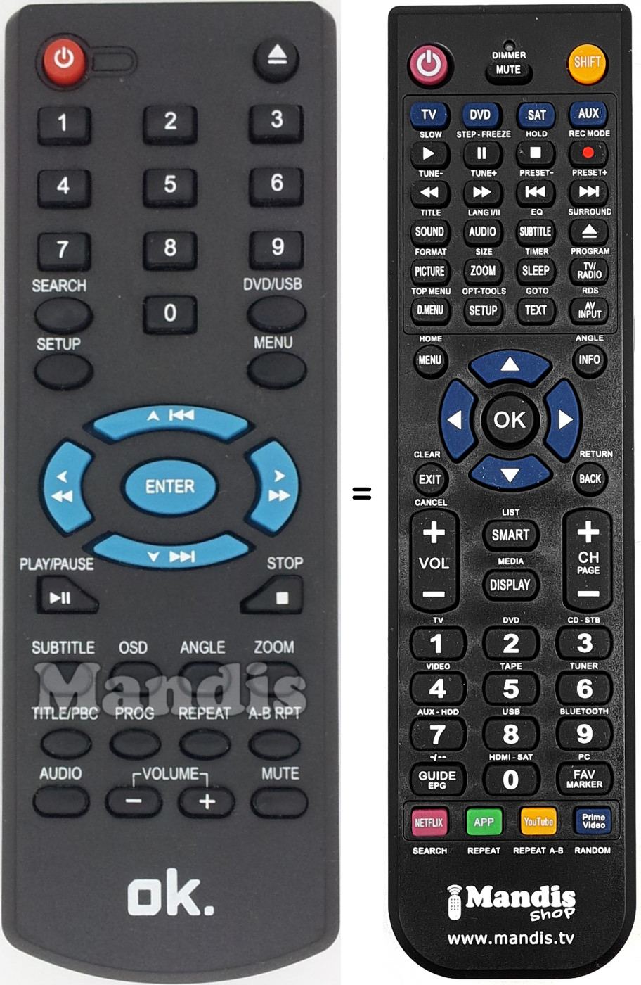 Télécommande équivalente OK004