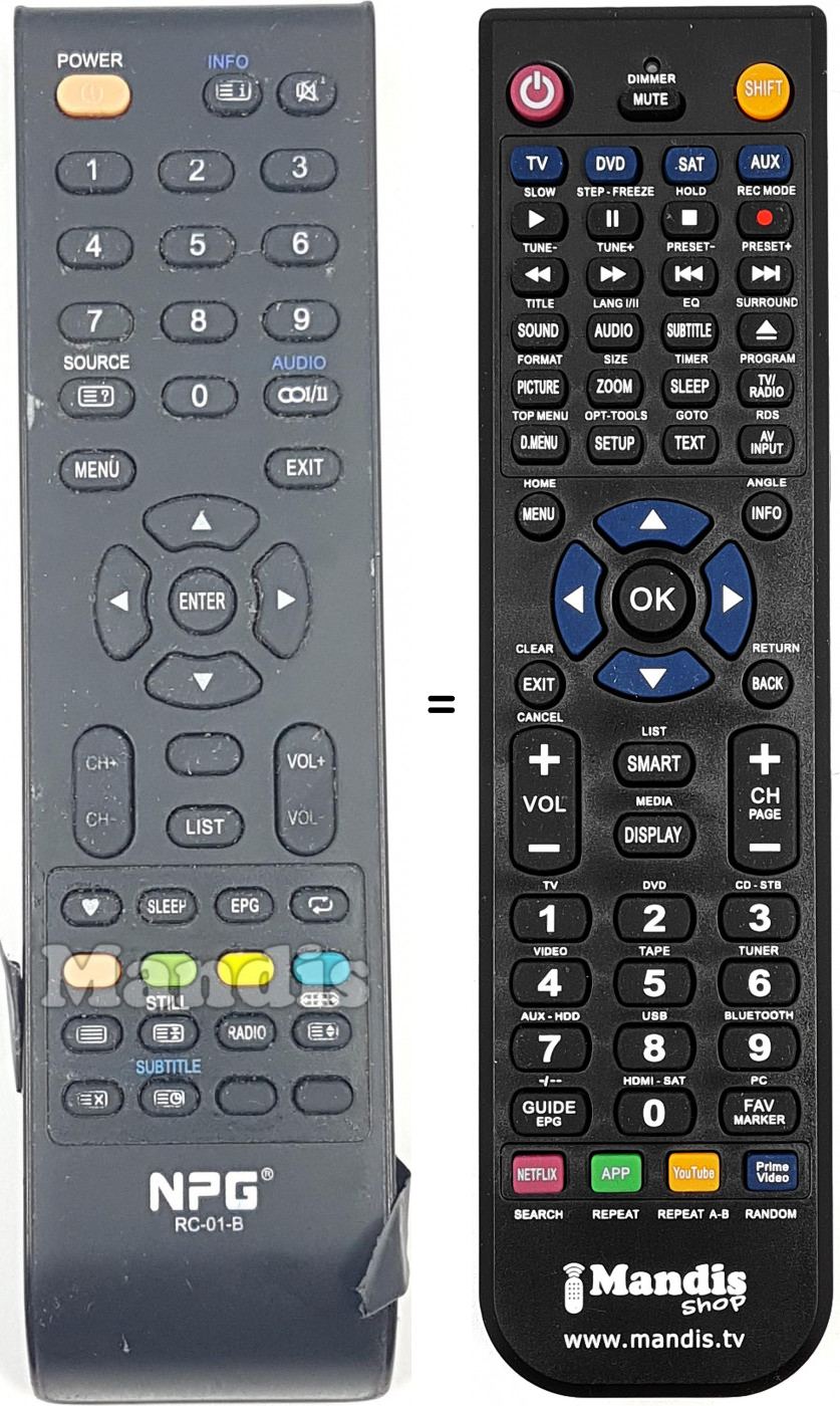 T&eacute;l&eacute;commande &eacute;quivalente RC-01 B