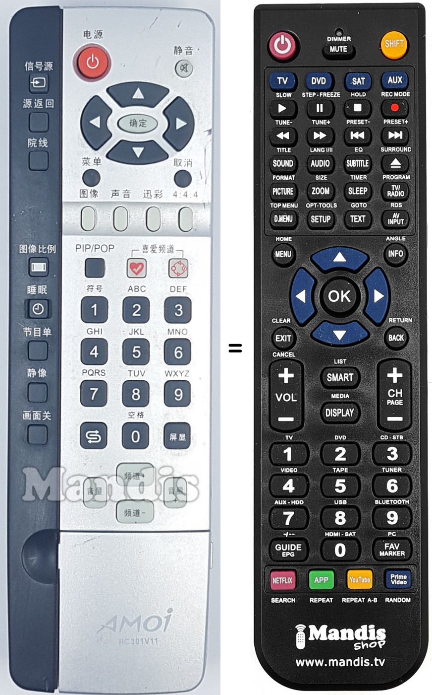 Télécommande équivalente RC-301V11