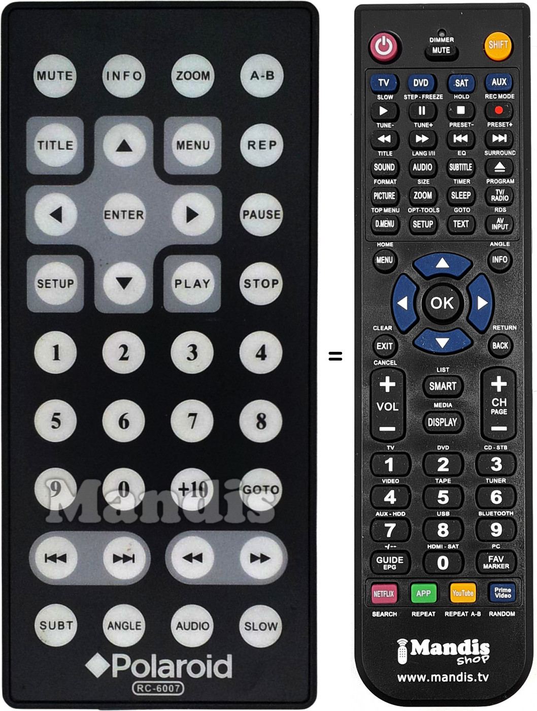 Télécommande équivalente RC-6007