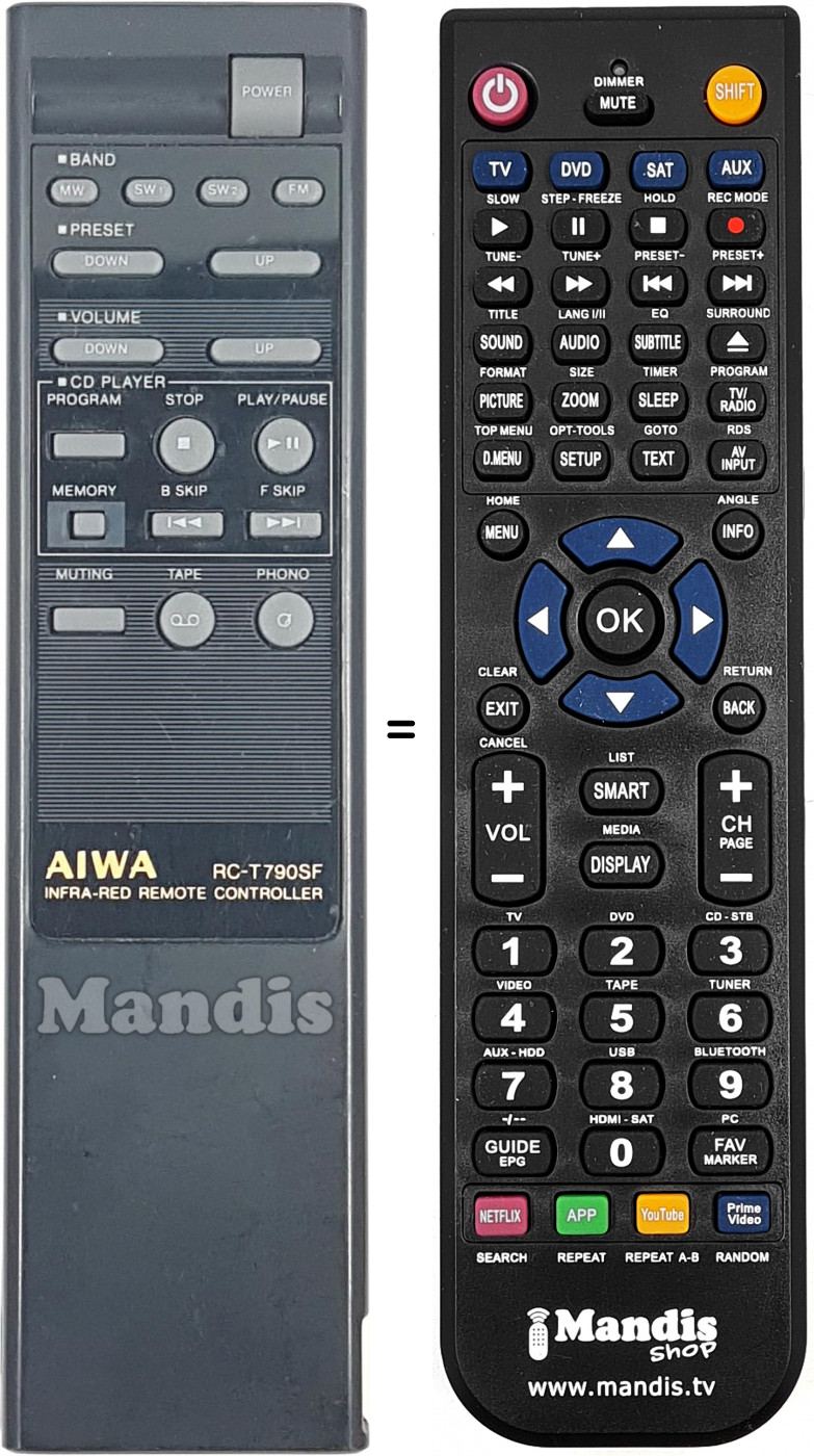 Télécommande équivalente RC-T790SF