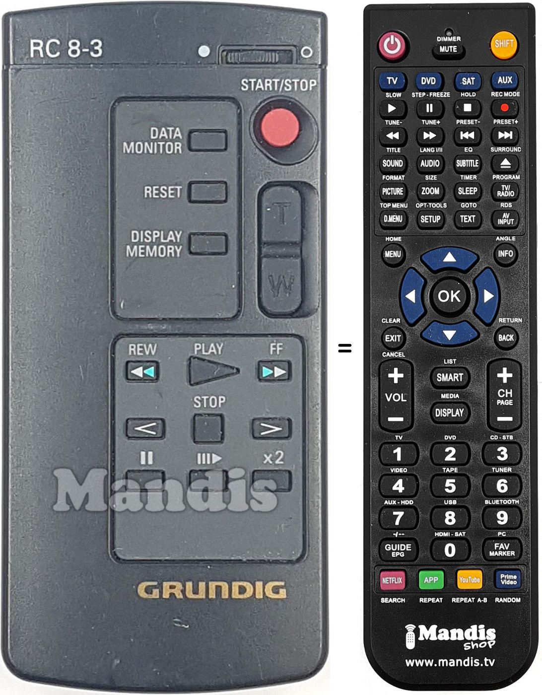 Télécommande équivalente RC8-3