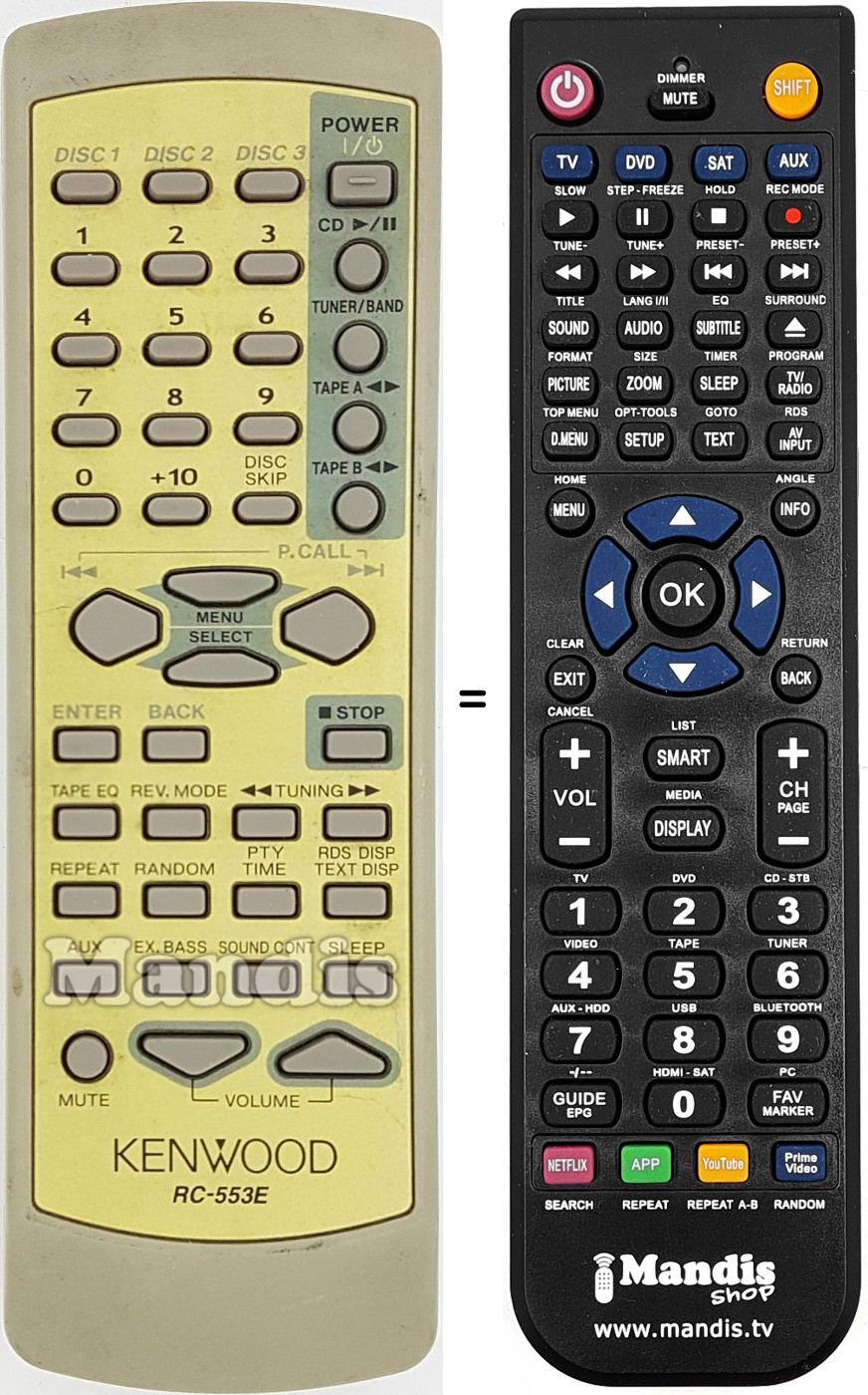 Télécommande équivalente RC-553E